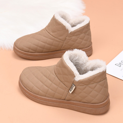 新款冬季加绒舒适女棉鞋休闲保暖雪地靴防寒加厚妈妈鞋短筒靴
