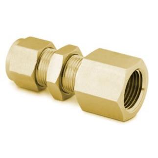 世伟洛克B-600-71-4黄铜卡套管接头穿板内螺纹3/8 in.外径x1/4in.