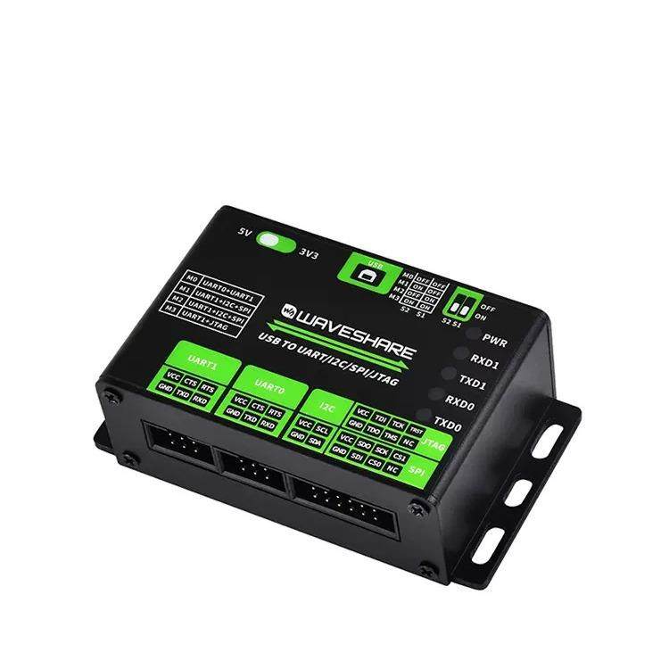微雪 USB转UART/I2C/SPI/JTAG多接口转换器导轨式 支持3.3/5V电平