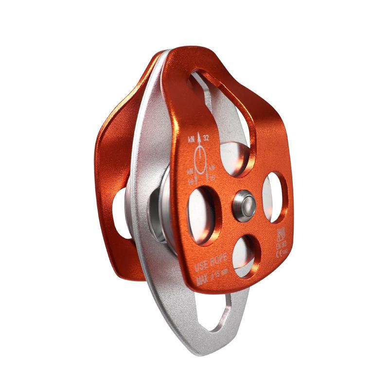 户外登山攀岩高空速降滑轮横渡吊装双滑轮侧板抓结同轴双滑索