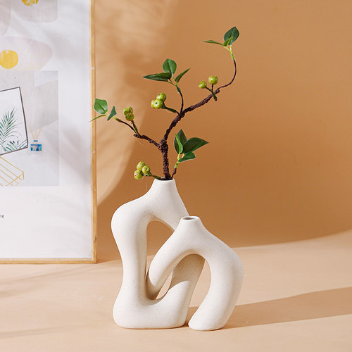 创意陶瓷花瓶摆件一对电视柜酒柜装饰品仿真绿植高端轻奢桌面插花