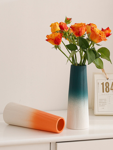 白色梯度陶瓷花瓶水文化斯堪的纳维亚现代创意家居客厅插花桌面电