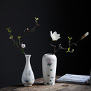 饰品现代 新中式 陶瓷花瓶手绘干花鲜花插花瓷器摆件白色花器客厅装
