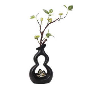 新中式陶瓷葫芦花瓶客厅插花摆件干花假花桌面柜子装饰品复古轻奢