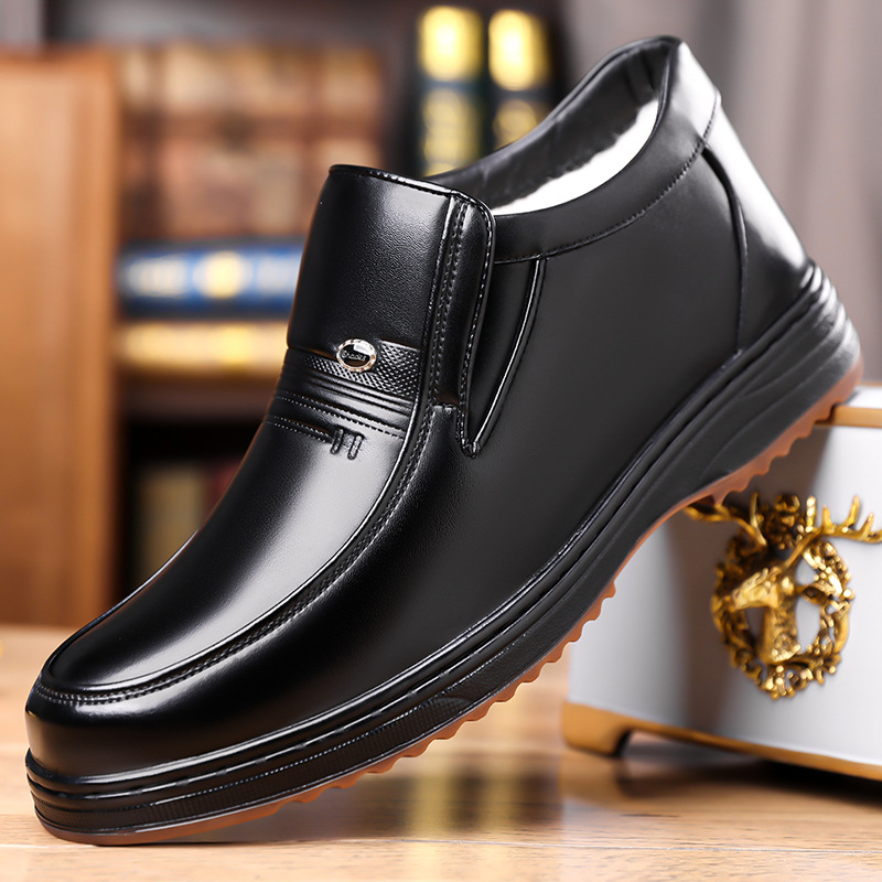 男士冬季新款棉鞋软皮高帮保暖