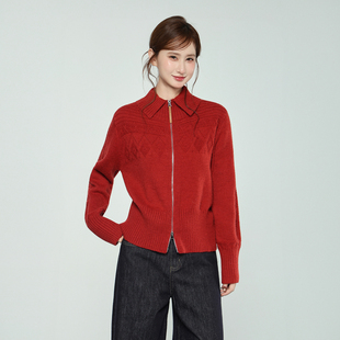 绞花针织衫 实拍实价POLO领拉链开衫 韩版 新款 毛衣外套女2025秋冬季