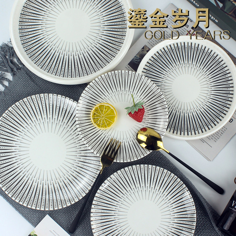 北欧密胺餐具自助西餐牛排海鲜餐盖浇饭盘子饭店塑料圆盘酒店平盘