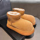 卡皮巴拉丑萌雪地靴女款冬季小个子增高加绒厚底防滑大头保暖棉鞋