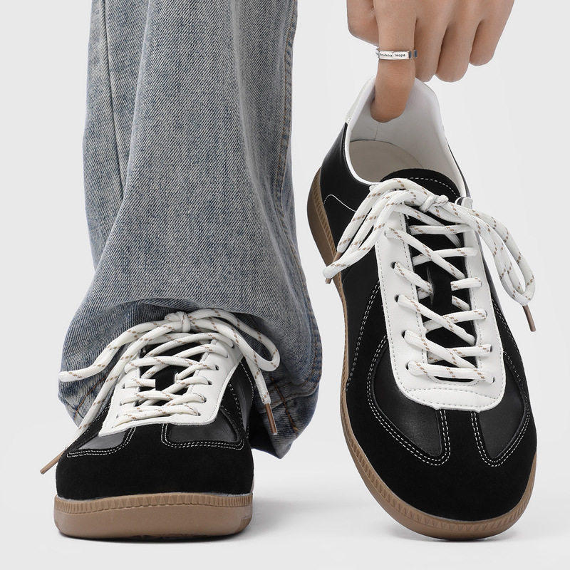 【巅封之作】黑色德训鞋男通勤软底休闲鞋平底运动板鞋情侣阿甘鞋,流行男鞋,德训鞋,淘宝优惠券,粉丝福利购,淘宝优惠卷