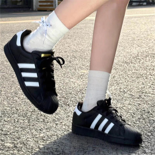 金标贝壳头黑色厚底男女鞋莆田2025新款秋季情侣百搭透气休闲板鞋