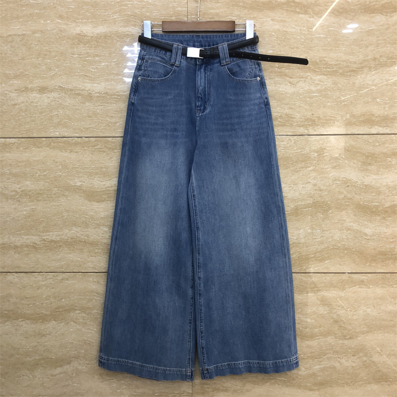 欧洲站夏季薄款阔腿显瘦牛仔裤女