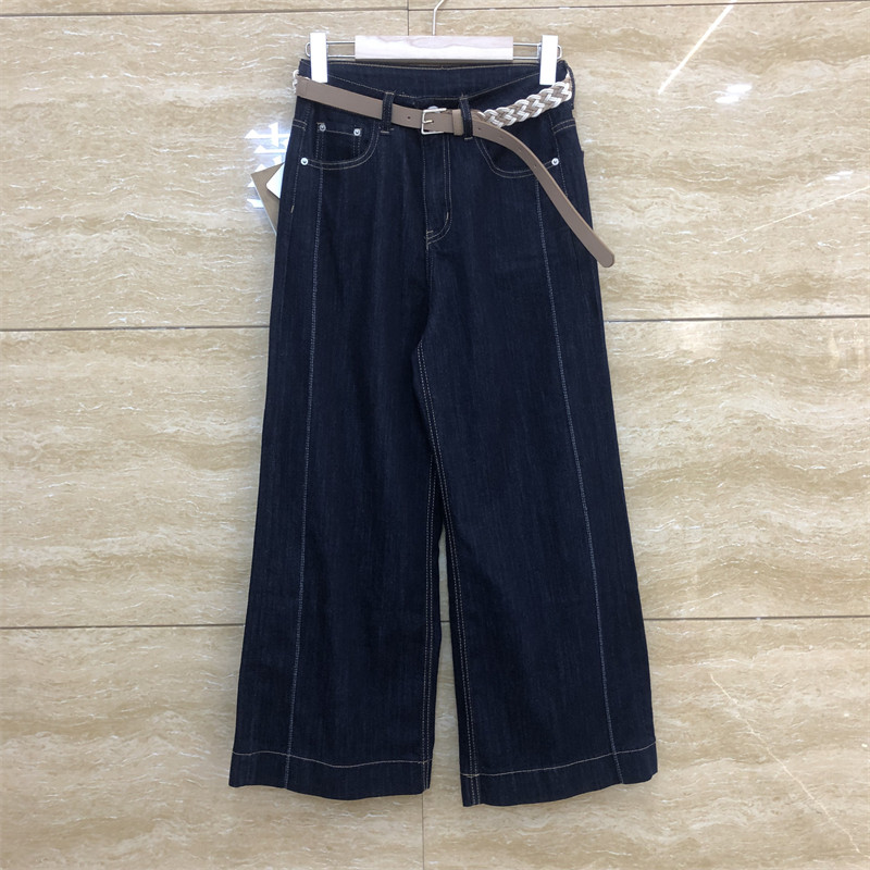 欧洲站A26122-3爆犀牛正品普洗色麻花腰带阔腿宽松显瘦夏款牛仔裤