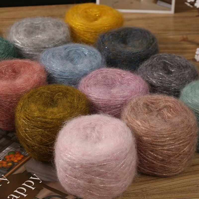 金葱马海亮片亮丝马海毛毛线细线毛衣围巾披肩手工编织棒针钩盛达