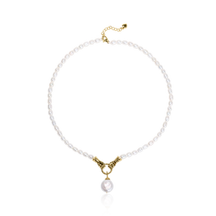 Idokawa手拉手天然淡水珍珠项链女巴洛克吊坠锁骨链akoya异形浪漫