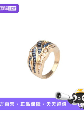 中古95新日本进口商品古典蓝宝石钻石戒指750黄金54号