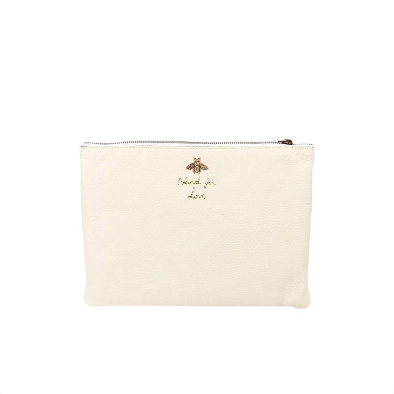 中古99新GUCCI/古驰白色牛皮女士手拿包