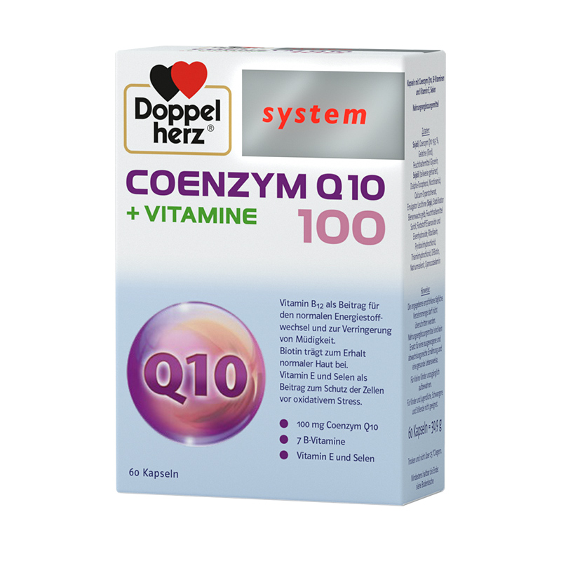 德国双心辅酶q10软胶囊维生素B族心脏保健品心肌酶60粒