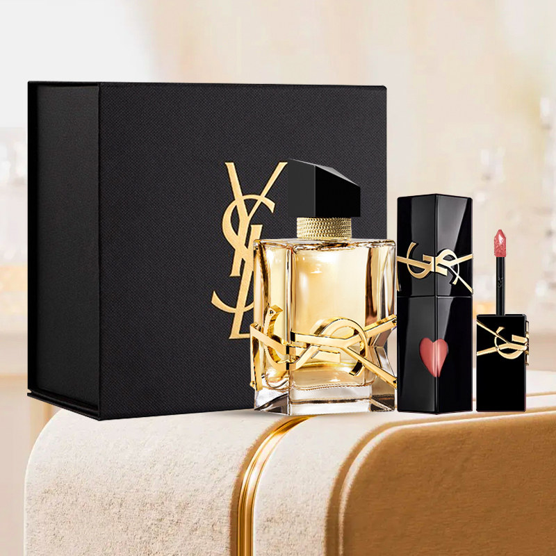 YSL/圣罗兰彩妆套装黑管镜面唇釉香水礼盒 【圣诞礼物】