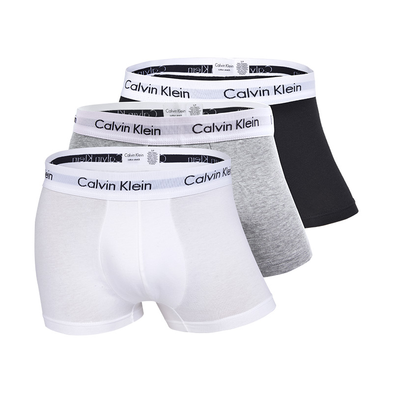 Calvin Klein男士三条装平角内裤CK时尚四角短裤送男友凯文克莱