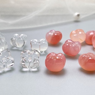 绯红玛瑙白水晶桂花 隔珠吊坠玛瑙配饰珠多宝手串星月diy配饰