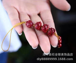 朱砂紫金砂紅砂蓮花掛繩 紫金砂鑰匙扣車(chē)掛手機(jī)掛鏈直播 掛鏈