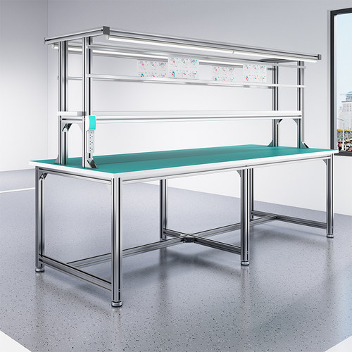 工厂铝合金防静电工作台操作台铝型材检验台车间流水线维修桌子