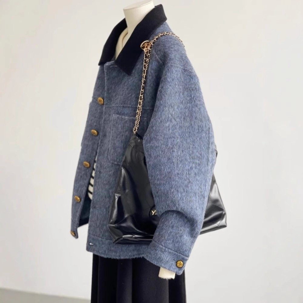 2025秋冬新款高端复古风中性双面羊绒大衣韩版短款小个子毛呢外套,女装/女士精品,短外套,淘宝优惠券,粉丝福利购,淘宝优惠卷