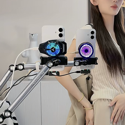 手机散热器直播适用于抖音快手小红书三脚架三档半导体制冷2025夏天新款散热背夹架电竞静音降温游戏神器风扇