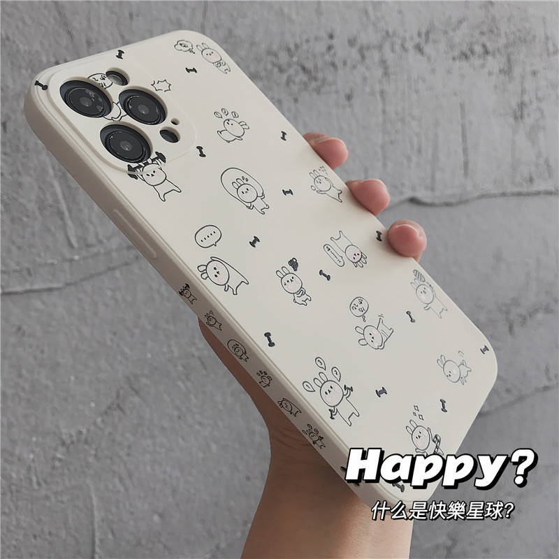 适用于苹果11手机壳直边运动减肥侧边卡通兔子液态硅胶iphone12软壳新款16promax小众可爱镜头全包白色保护套