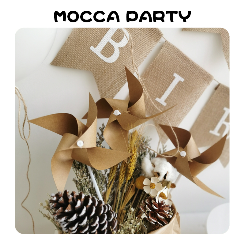 ins牛皮风车生日装饰布置拍照道具复古森系甜品台摆件白色桌布