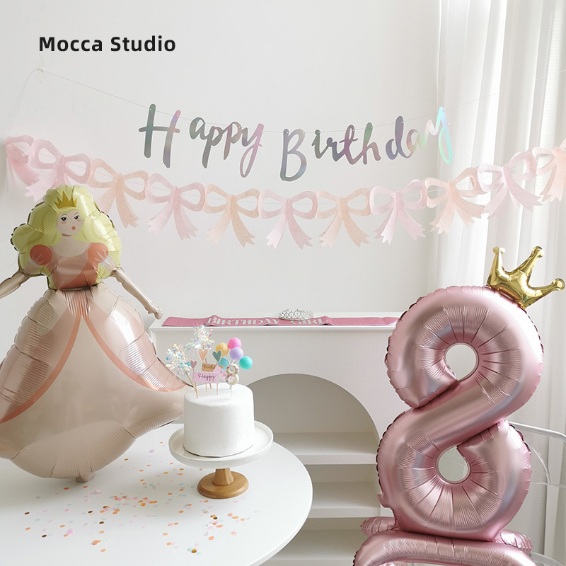 ins风蝴蝶结拉旗幼儿园橱窗装饰