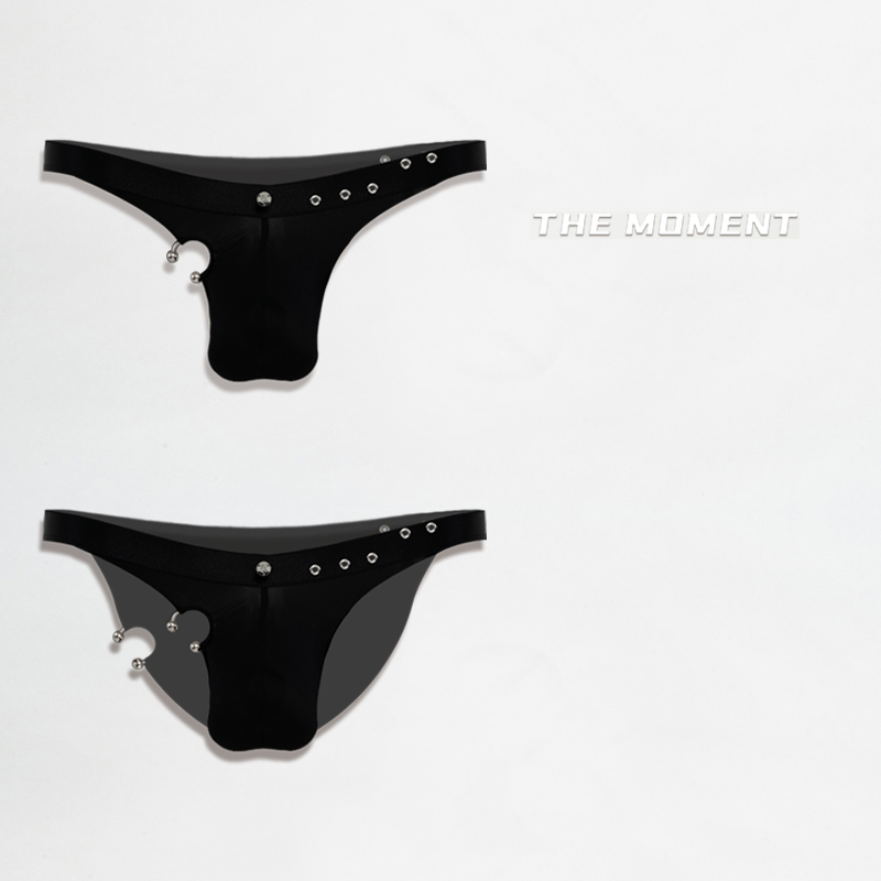 原创朋克鼻环夜店中低腰半包臀三角丁字裤色设计师款情25新款男士