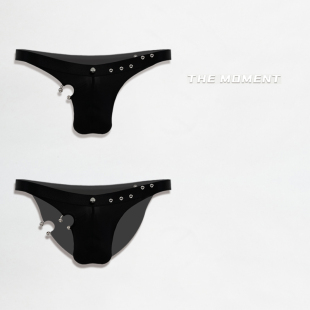 原创朋克鼻环夜店中低腰半包臀三角丁字裤色设计师款情25新款男士