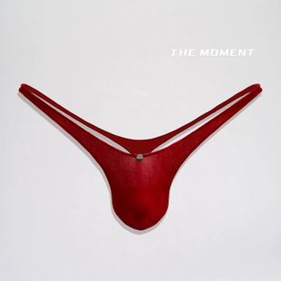 原创性感新年红丝绒低腰深V丁字裤情设计师款色25新款男士内裤