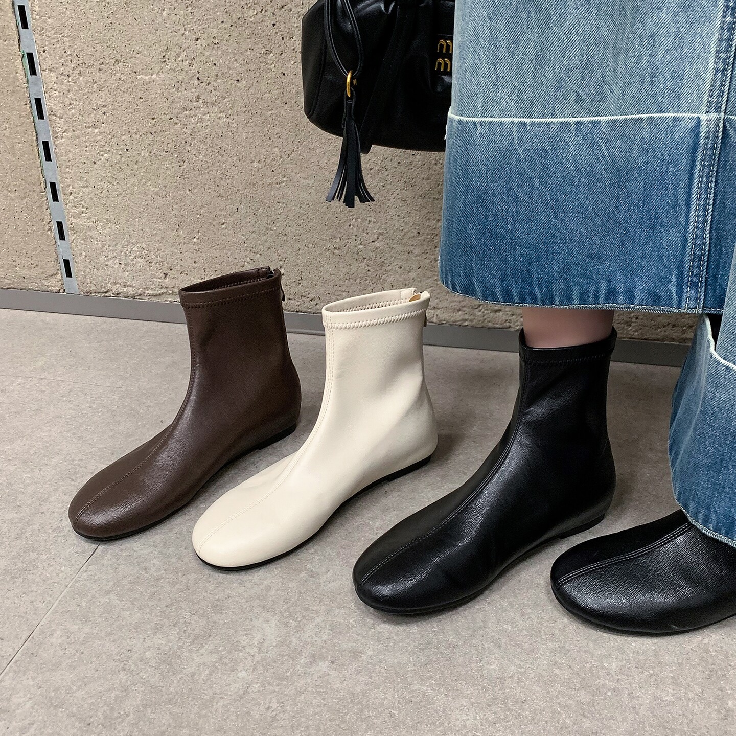 韩版圆头平底内增高瘦瘦女短靴