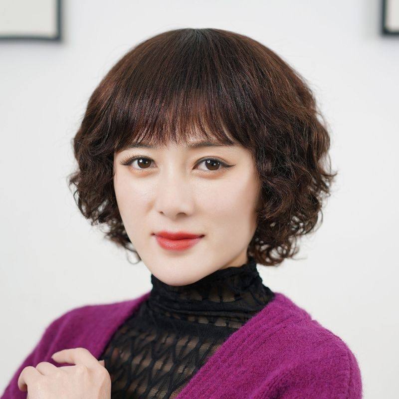 时尚新款真发假发女短发中长卷发中老年妈妈烫卷全真人发头套薄款