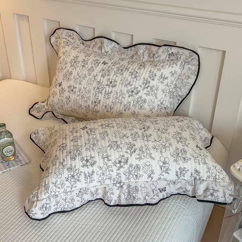 韩式花边针织棉夹棉枕头套一对装2025新款整头枕芯内胆套48x74cm