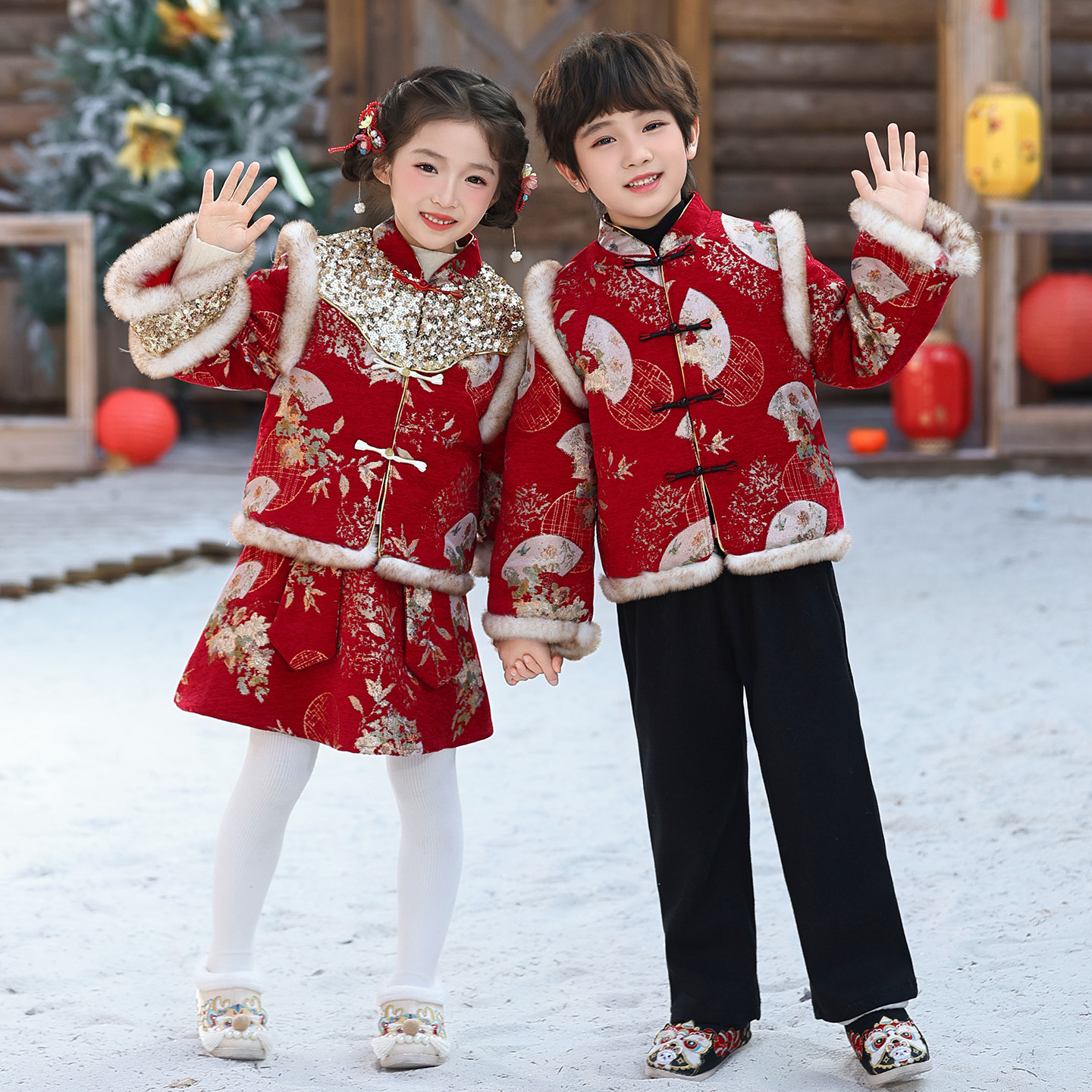 儿童拜年服汉服中国风冬款加厚