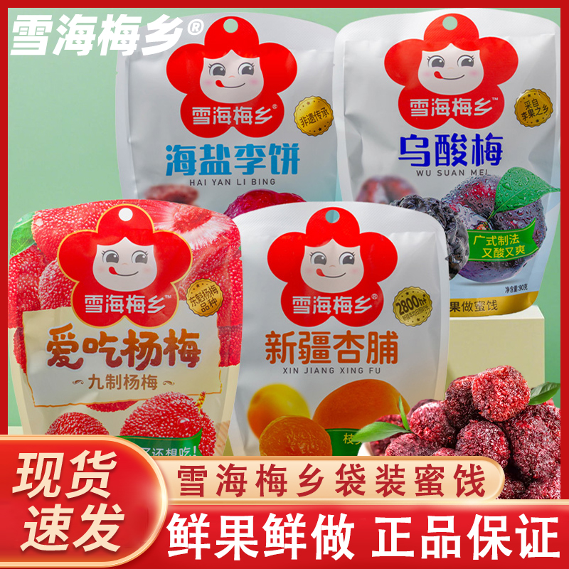 雪海梅乡蜜饯九制杨梅新疆杏脯乌酸梅海盐李饼88g小零食果干果脯