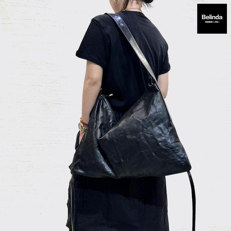 新款真皮头层牛皮流苏大容量枕头包托特包单肩斜挎复古通勤潮女包