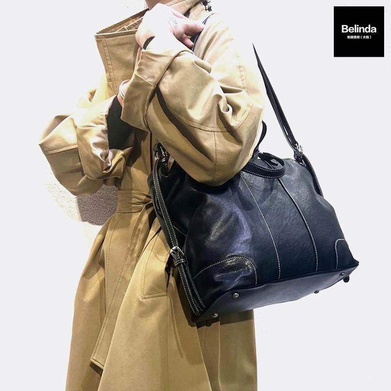 新款头层植鞣牛皮大容量旅行电脑托特包手提单肩斜挎复古通勤男女