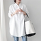 WHITE SHIRT WOMENS SPRING AND AUTUMN KOREAN STYLE LOOSE BF STYLE LARGE VERSION COTTON TOP MID-LENGTH LARGE SIZE LONG-SLEEVED CASUAL SHIRT