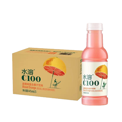 农夫山泉水溶c100血橙味445ml*15瓶装整箱特价批发柠檬青皮西柚味