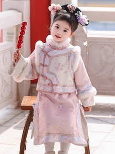 格格服女童古装清朝秋冬加厚儿童冬季汉服中国风唐装满族拜年服装