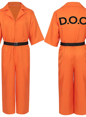 万圣节路易吉cos服装美国连体衣橙色囚服话剧演出服现货角色扮演