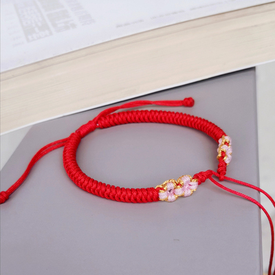 手工编制半成品桃花手绳可穿