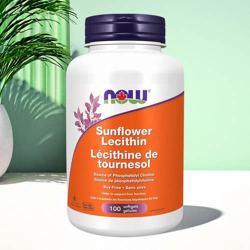 现货 加拿大NOW Sunflower Lecithin 向日葵卵磷脂补充剂 1200mg