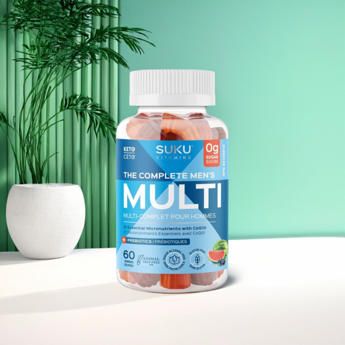 加拿大 Suku Vitamins 男士完整复合维生素 含纤维和辅酶 Q10