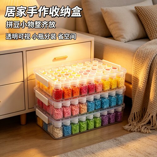 拼豆透明方形分装收纳瓶