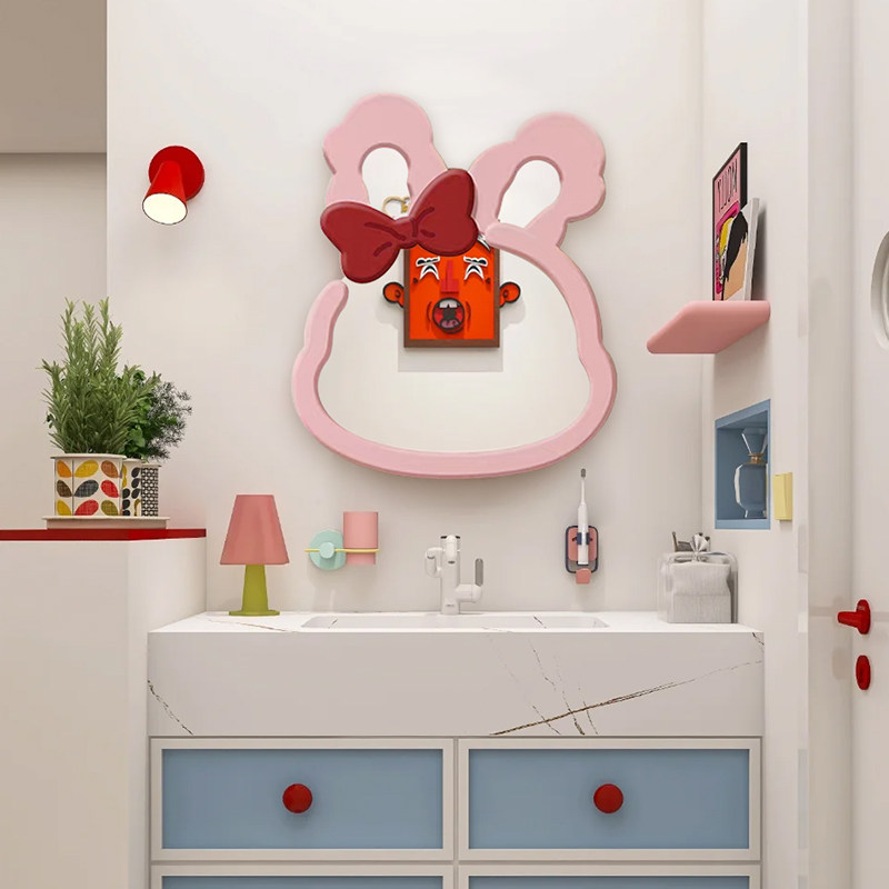 可爱造型少女卧室梳妆台化妆镜不规则创意卫生间洗漱浴室镜装饰镜